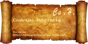 Csaknyai Henrietta névjegykártya